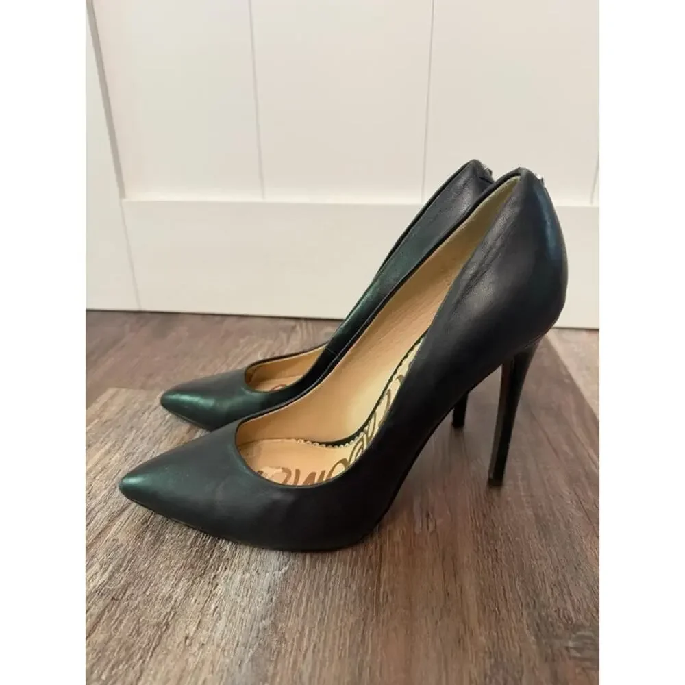 Sam Edelman Stiletto Danna Pointed Toe Heel in black leather Womens 7.5 EUC
